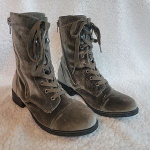 Report Khaki (Velvet) Lace-Up Combat Boots Size 9